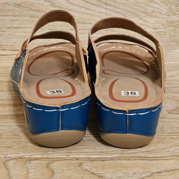 Colorblock Wedge Slide Sandals Fashion Summer Sandals Womens Size US 7 (EUR 38) - Picture 5 of 10